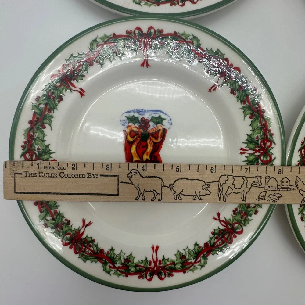 Christopher Radko Traditions Holiday Celebrations Salad Plates Set of 4 Ceramic